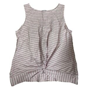 Splendid Pink & White Striped Knot-Front Tank